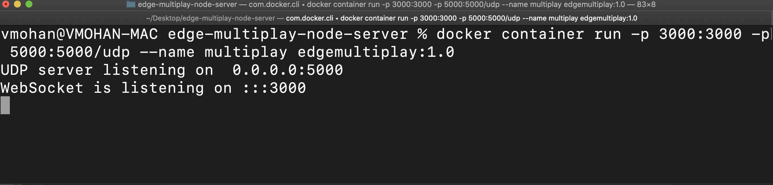 Edge Multiplay Running on docker container hosted locally